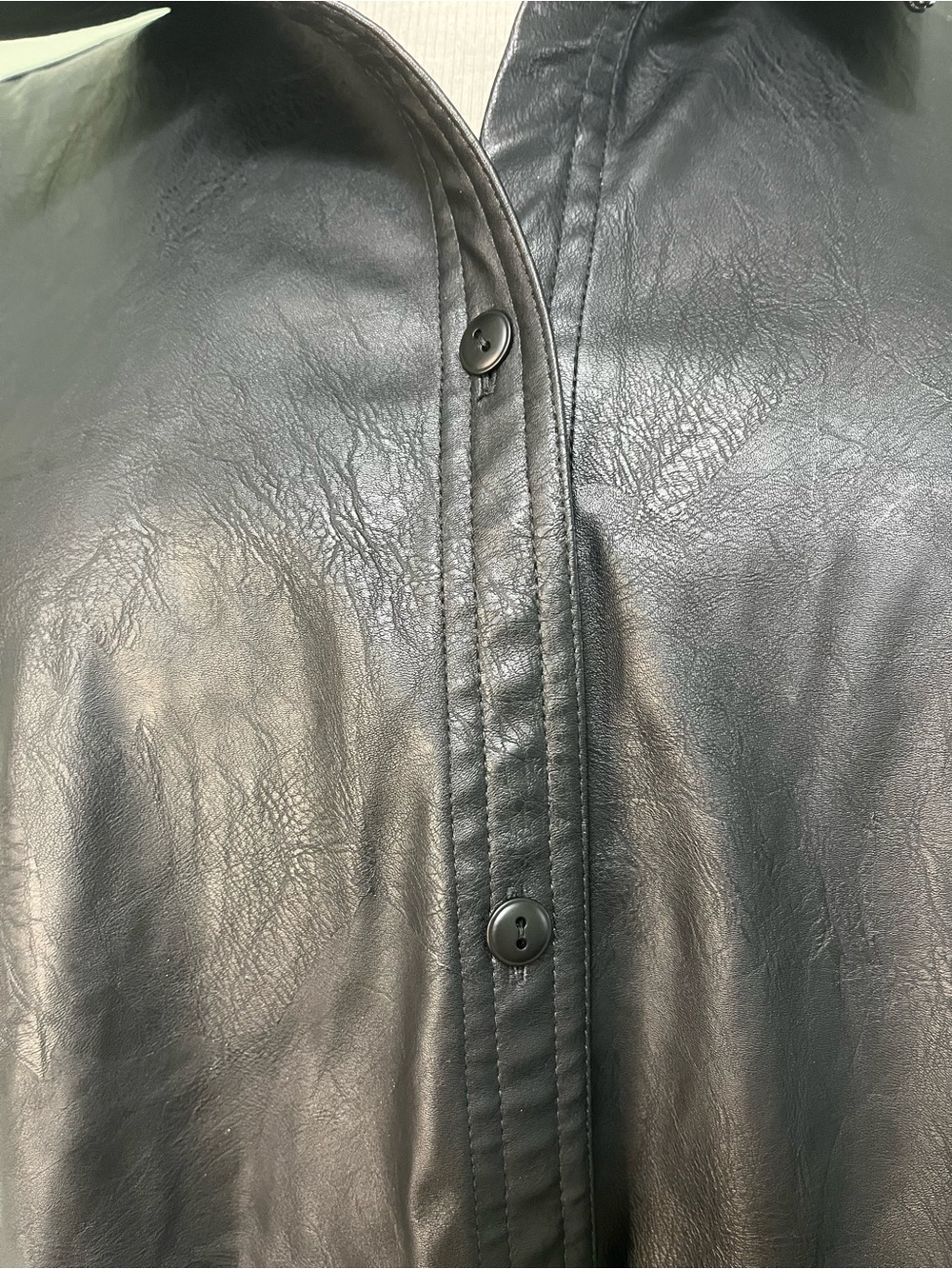 Lucky Brand Woman’s Black Faux Leather Button-Front Shirt  Size XL - Picture 7 of 11
